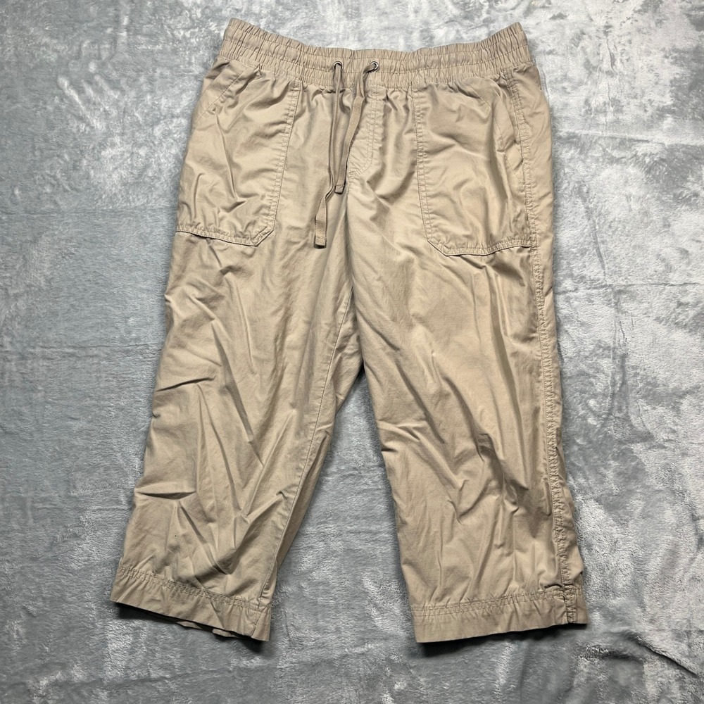 Eddie Bauer Capri Pants Womens 10‎ Tan Khaki Cotton Nylon Stretch Hiking Cropped